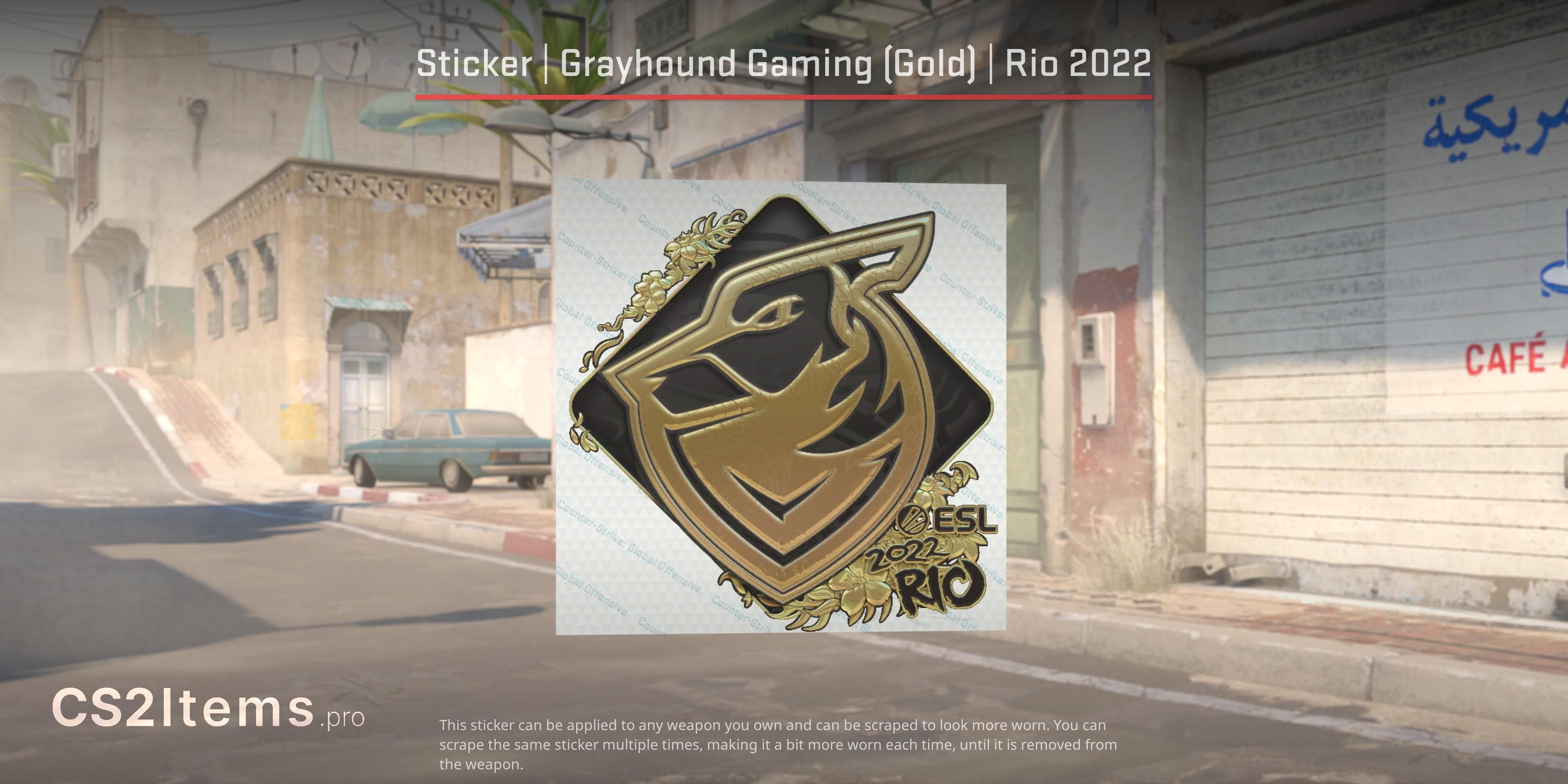 CS2 Sticker | Grayhound Gaming (Gold) | Rio 2022 Voorkant