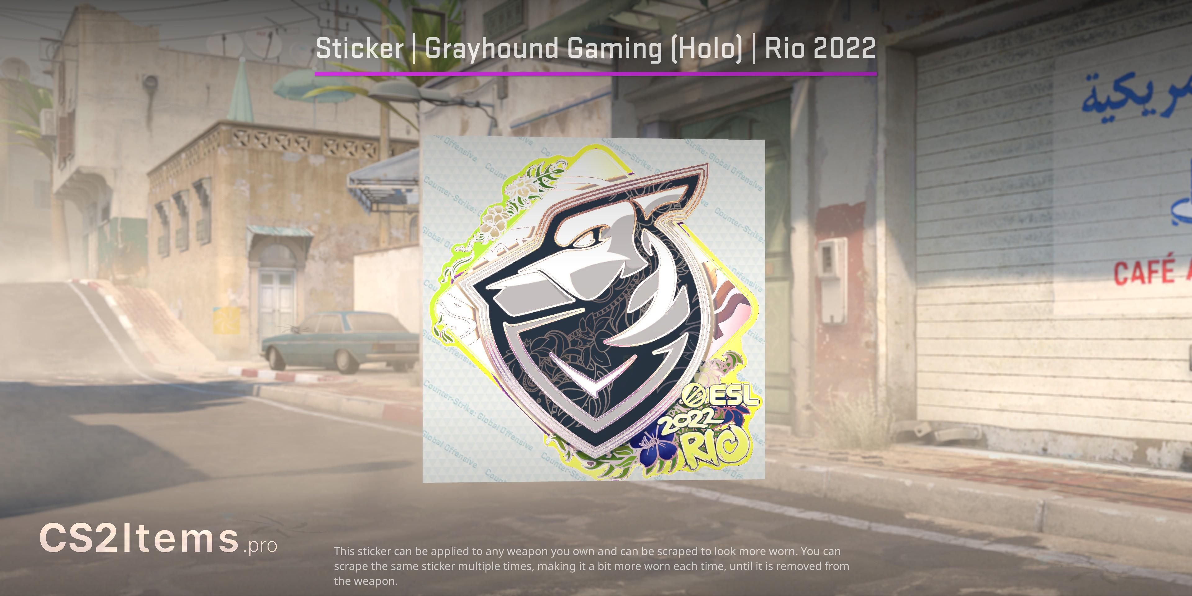 CS2 Naklejka | Grayhound Gaming (holograficzna) | Rio 2022 Przód