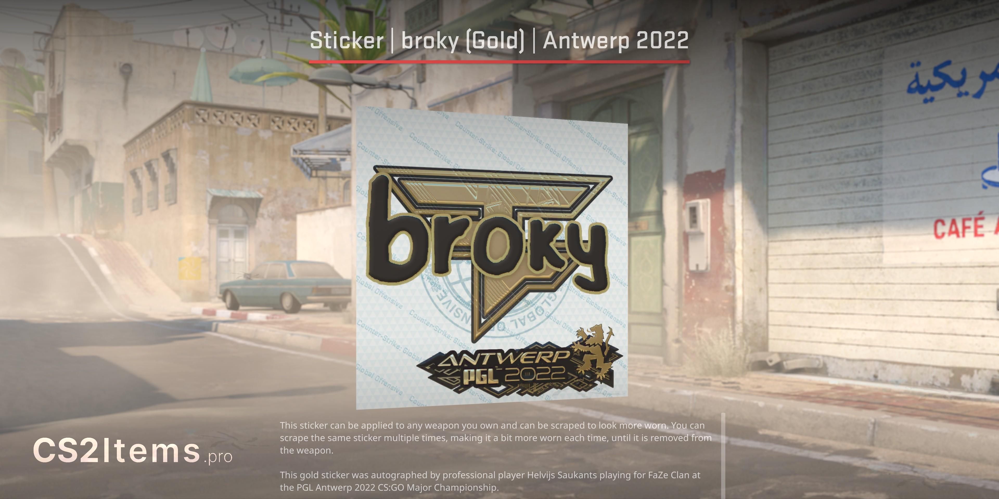 CS2 Autocolante | broky (Gold) | Antuérpia 2022 Frente