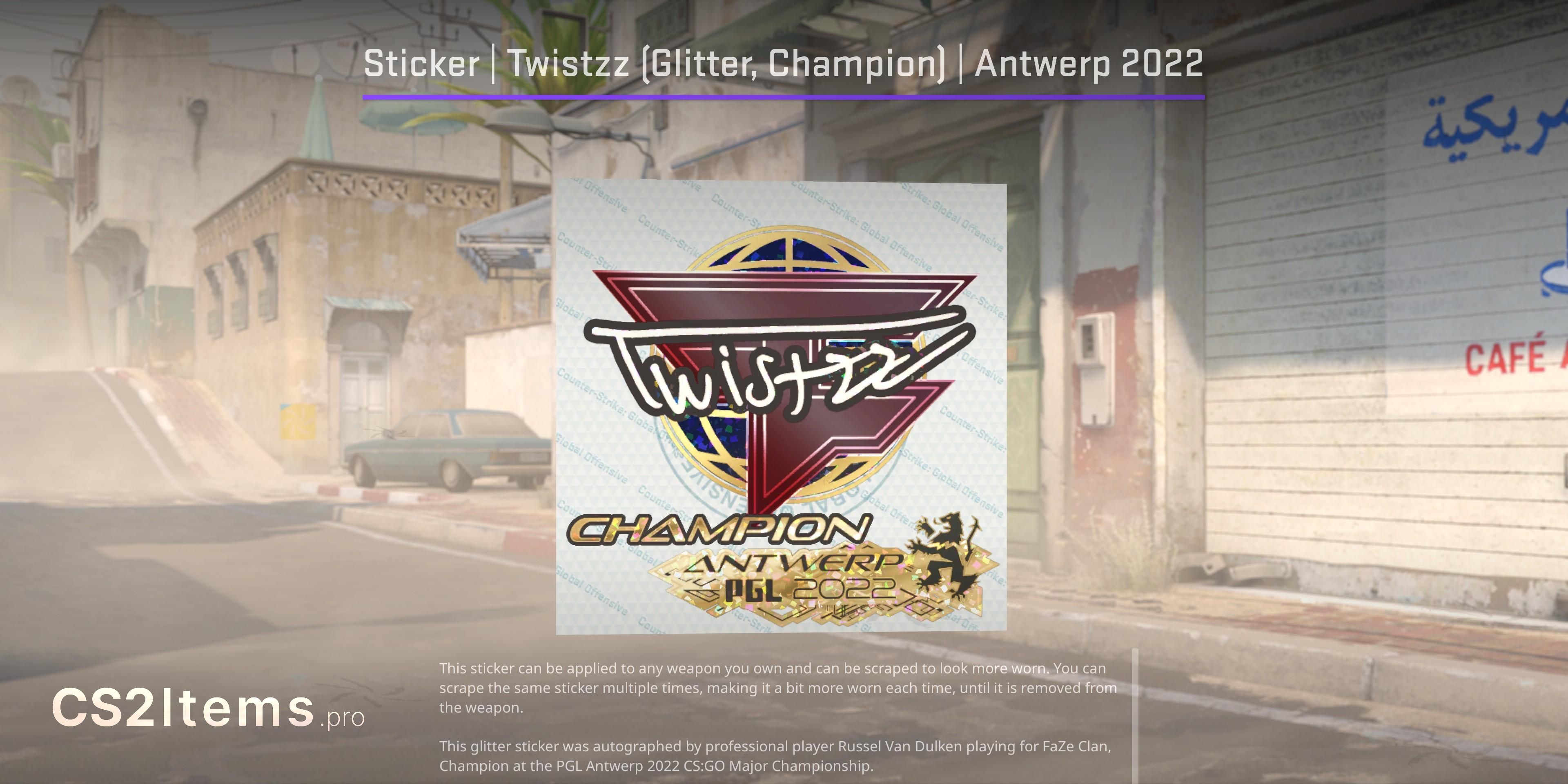 CS2 Autocolante | Twistzz (Glitter, Champion) | Antuérpia 2022 Frente