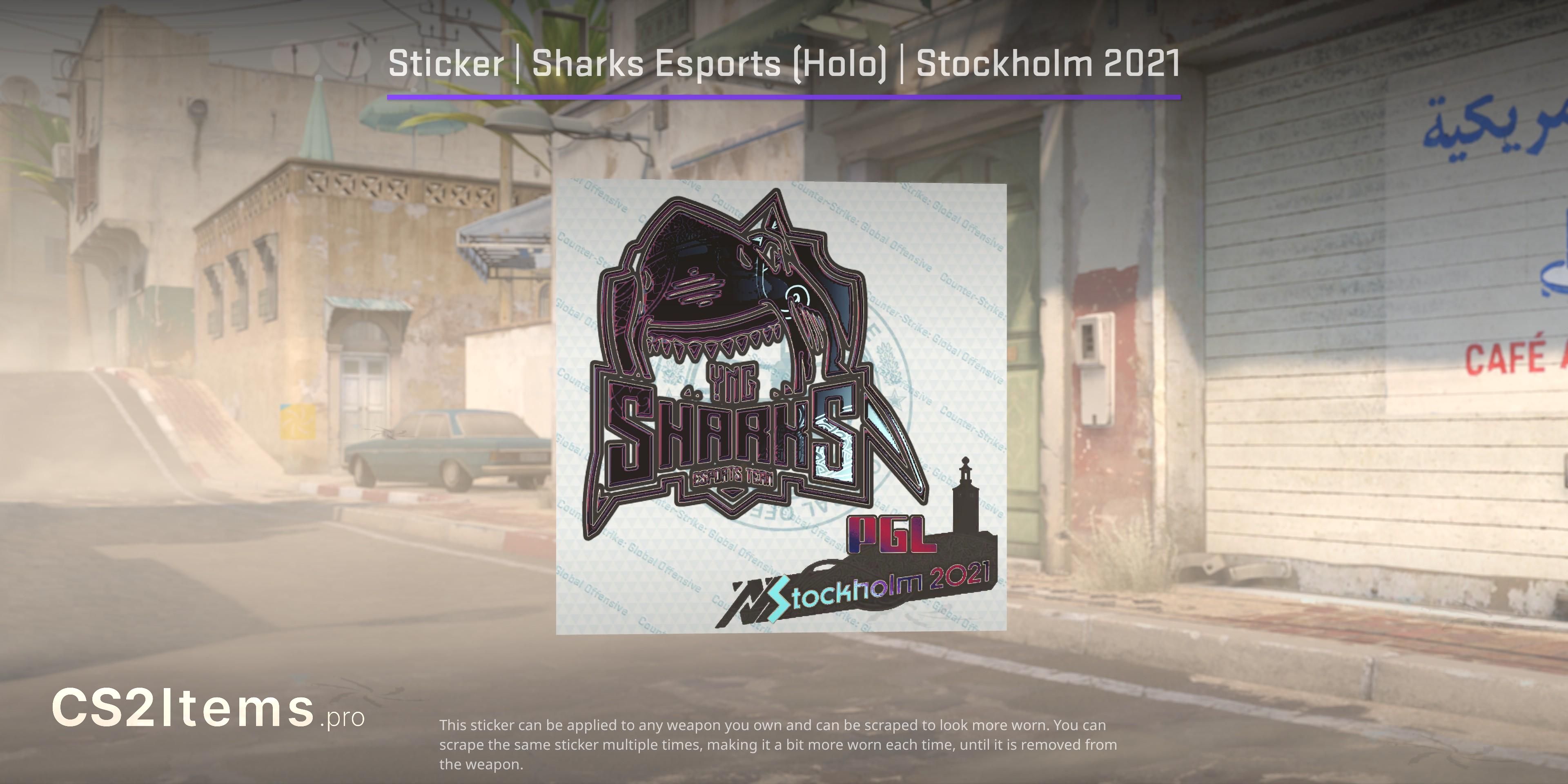 CS2 Naklejka | Sharks Esports (hologramowa) | Sztokholm 2021 Przód